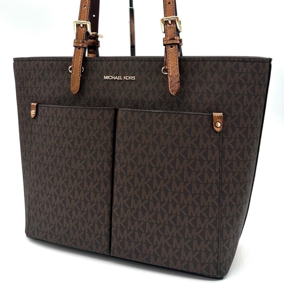 Michael Kors Jet Set Medium Pocket Tote Bag Brown/Mocha - Picture 1 of 12